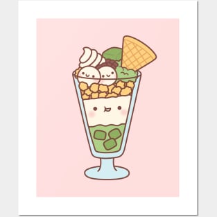 Cute Japanese Style Matcha Green Tea Parfait Posters and Art